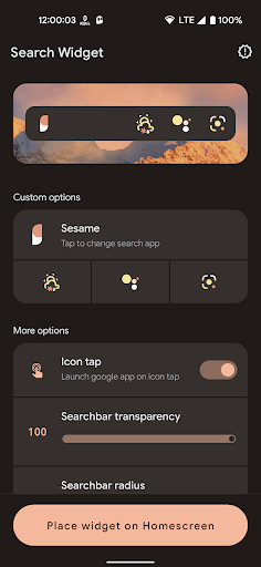 Screenshot of Search Widget (Material You)