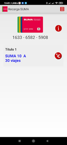 RecargaSUMA Screen 2