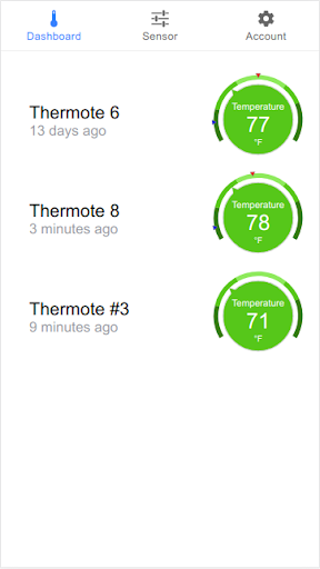 Android application Zynect Sensors screenshort