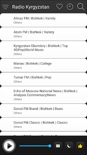 Kyrgyzstan Radio FM AM Music Screen 3
