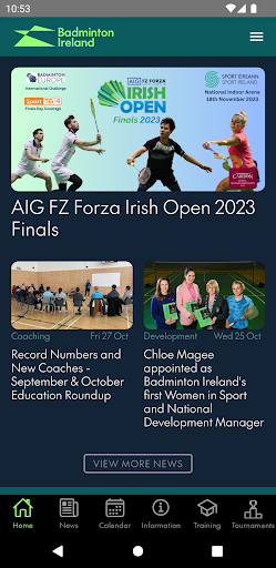 Android application Badminton Ireland screenshort