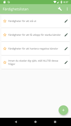 Android application Färdighetslistan - Av SHEDO screenshort