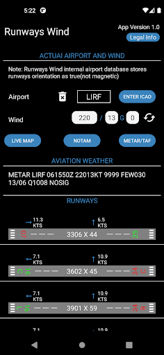Android application Runways Wind screenshort