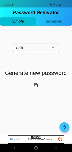 Android application Simple Password Generator screenshort