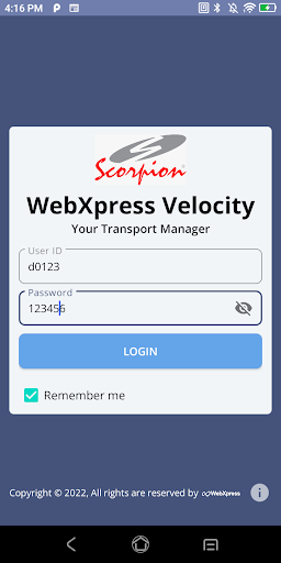 WebXpress Scanning Screen 2