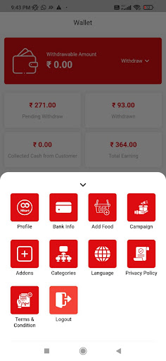 Android application Restaurant Partner screenshort