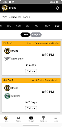 Estevan Bruins Official App Screen 3