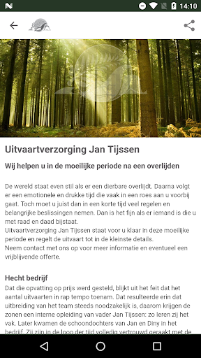 Android application Uitvaartverzorging Jan Tijssen screenshort
