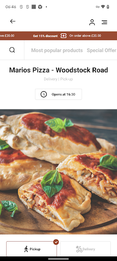 Android application Marios Pizza screenshort