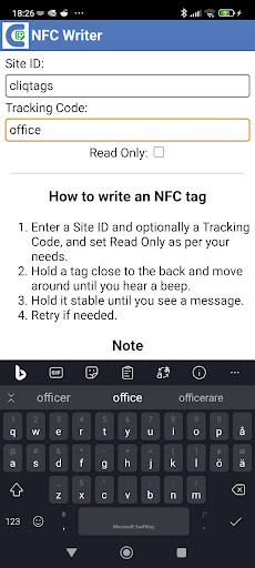 CliqTags NFC Writer Screen 3