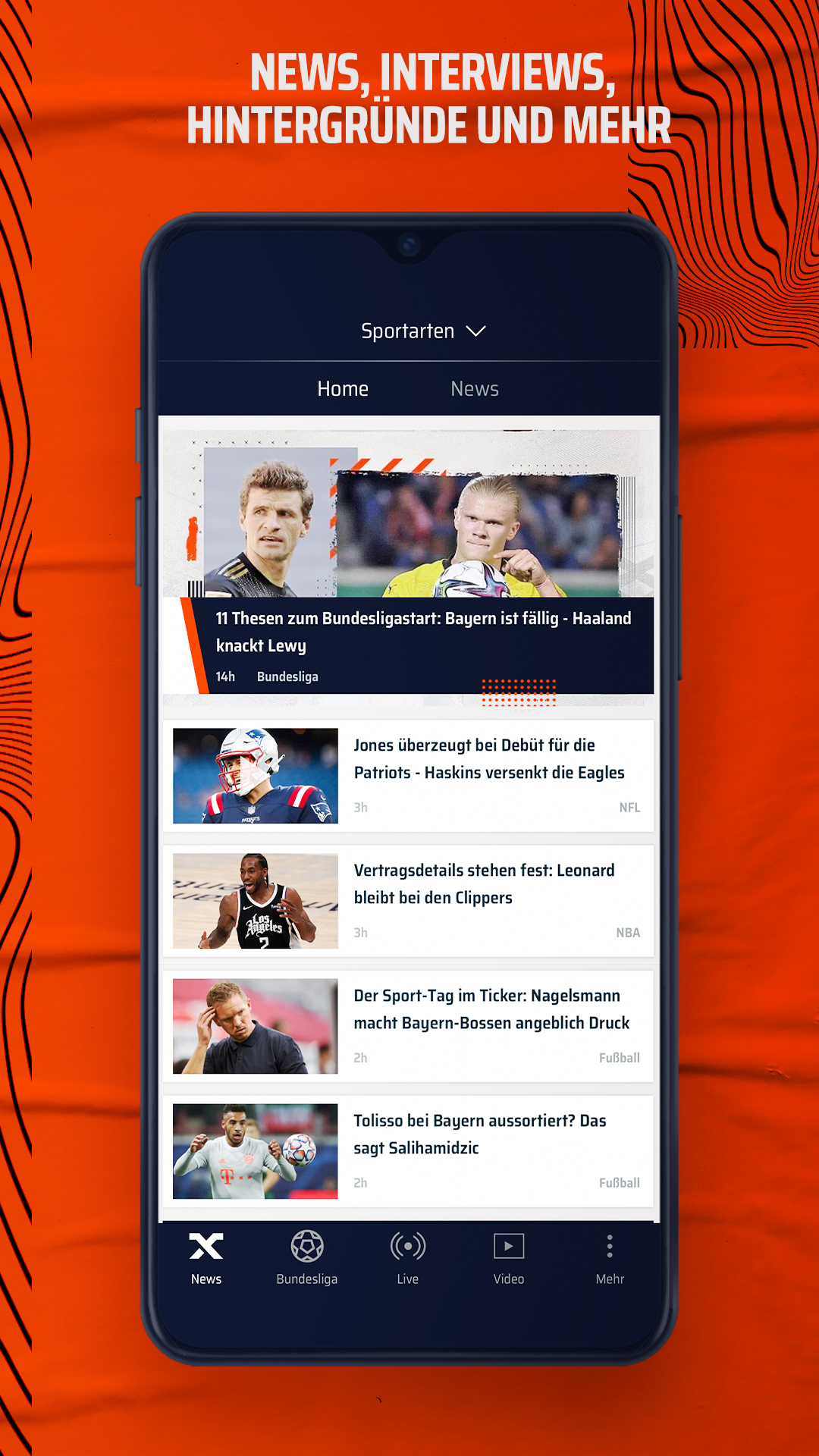 Android application SPOX: Sport, News, Live, Video, Fußball, NBA & NFL screenshort