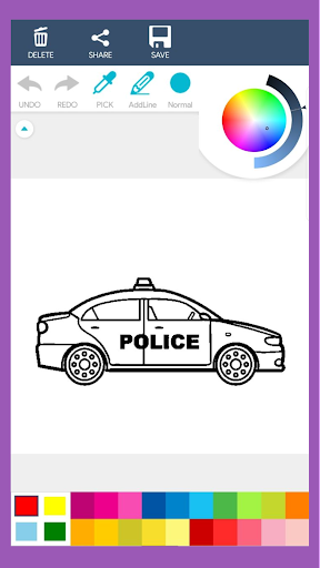 Police Car Coloring Book Screen 2