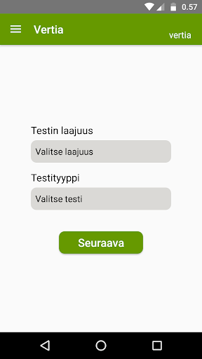 Android application Vertia tiiveysmittaus screenshort