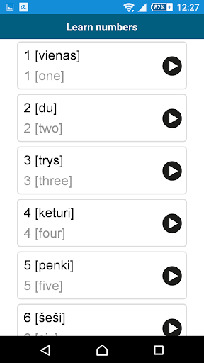 Screenshot of Learn Lithuanian  50 languages