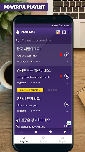 Screenshot of Korean Sentence In Use