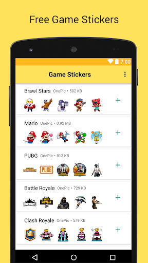 Android application Game Stickers for Whatsapp screenshort