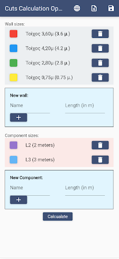 Android application Cuts Calculation Optimiser screenshort