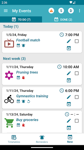 Android application My Events Lite screenshort