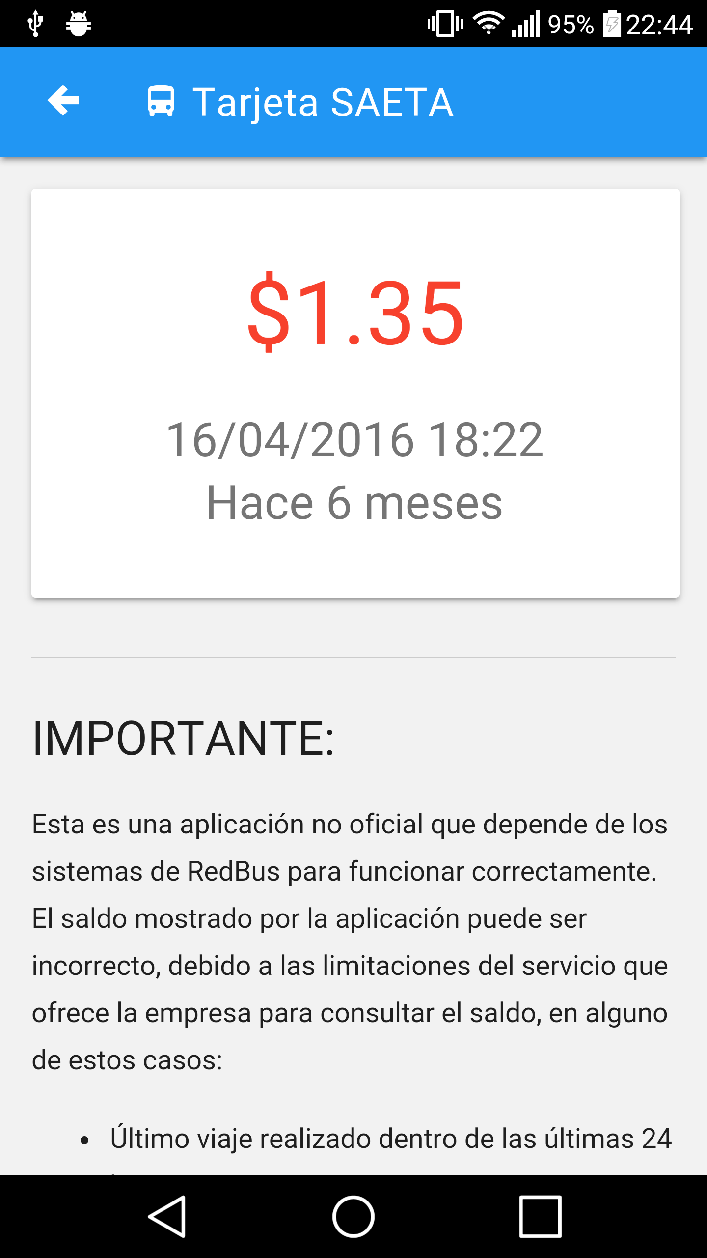 Saldo SAETA Salta (RedBus) Screen 2