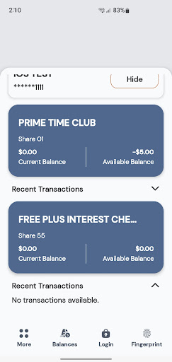 Providence FCU Mobile Screen 2