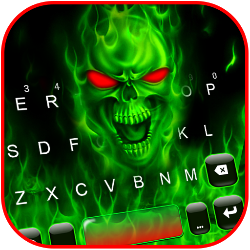 Green Burning Skull Keyboard B
