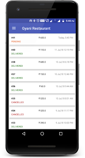 Android application Zadish Restaurant Partner screenshort