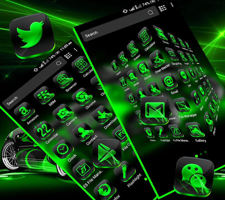 Neon Green Car Launcher Theme - 5.0 - (Android)
