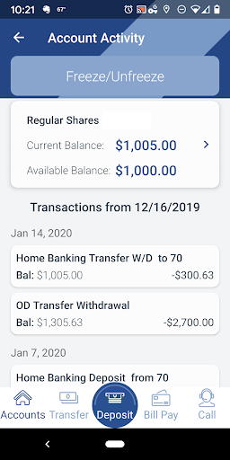 Dillon CU Mobile Banking Screen 3
