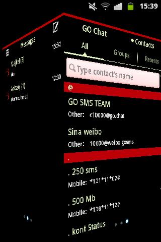 Theme Red Neon GO SMS Screen 3