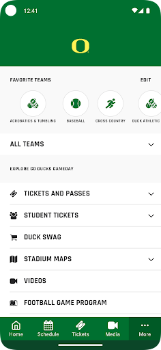 Screenshot of Go Ducks Gameday