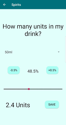 Android application Alcohol Unit Calculator screenshort