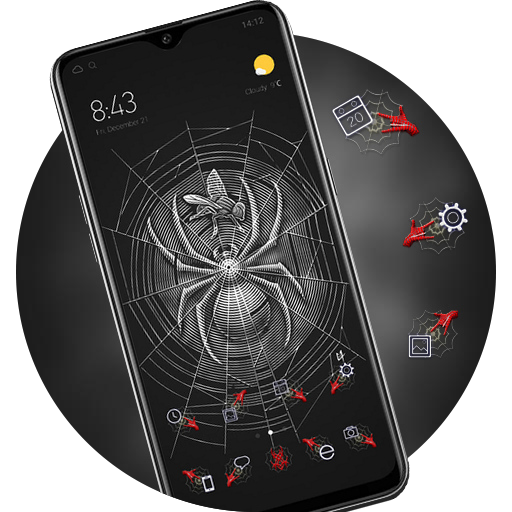 Black theme  giant venomous spider and net