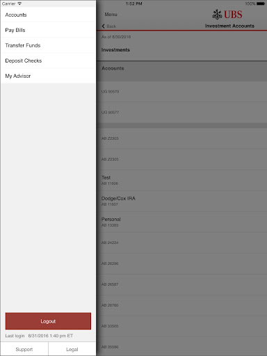 Screenshot of UBS Financial Services