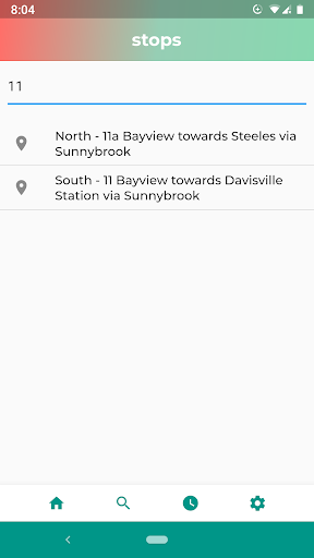 upnext: find your next TTC bus Screen 2