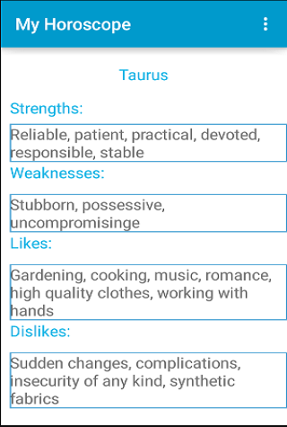 Android application Zodiac Sign screenshort