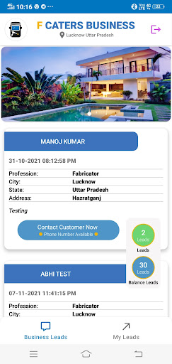 F-Caters Business Screen 2