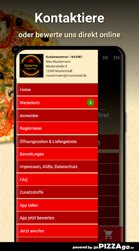 Salerno Pizza Taxi Baunatal Screen 3