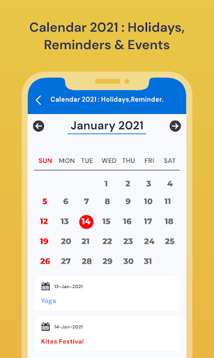 Android application Calendar: Holidays & Reminders screenshort