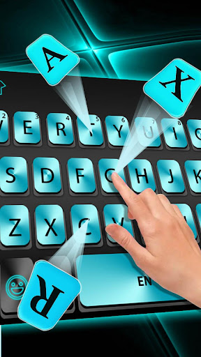 Cyan Metal Keyboard Theme Screen 3