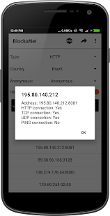 BlockaNet: Proxy List Screenshot