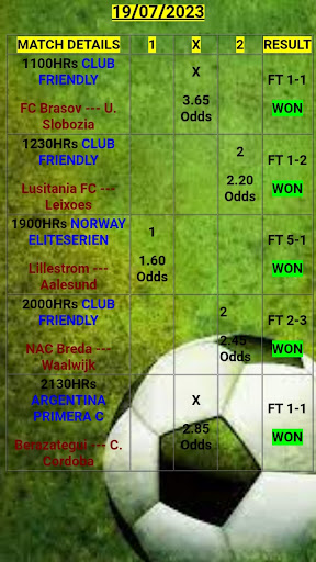 1X2 Matrix Soccer Matches