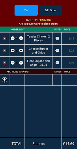 Emperium Table Ordering Screen 3