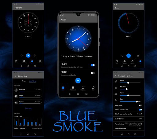 [EMUI 10]Blue Smoke Theme Screen 3