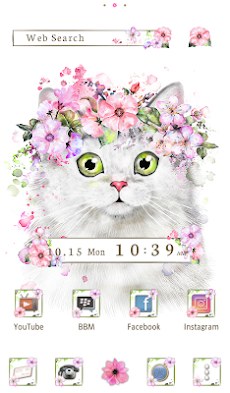 かわいい壁紙アイコン 花かんむりの白猫 無料 Androidアプリ Applion
