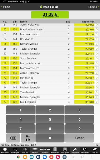 Screenshot of Webscorer Race & Lap Timer