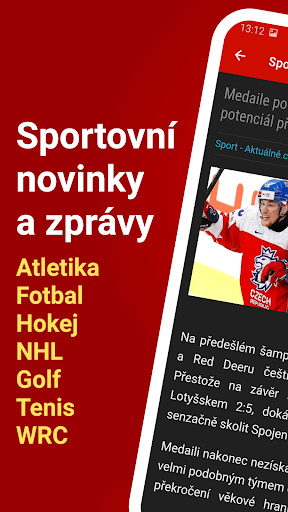 Android application Sport zprávy - Český Sport screenshort