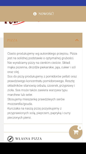Android application Pizzeria Podkowa screenshort