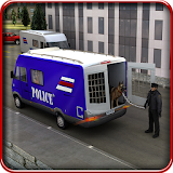 Police dog transporter truck icon