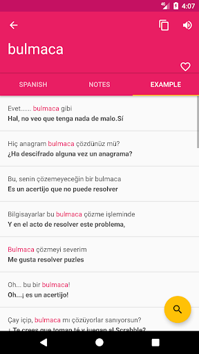 Spanish Turkish Dictionary Screen 3