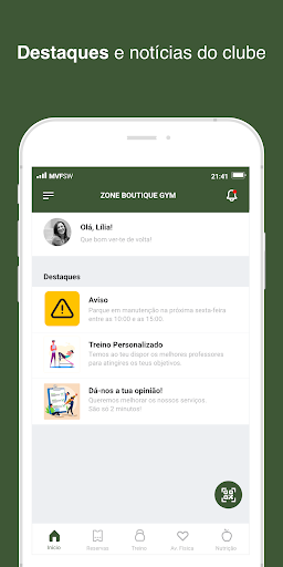 Android application Zone Boutique Gym - GO screenshort